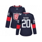 Women's Adidas Team USA #20 Ryan Suter Premier Navy Blue Away 2016 World Cup Hockey Jersey