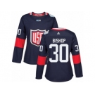 Women's Adidas Team USA #30 Ben Bishop Premier Navy Blue Away 2016 World Cup Hockey Jersey