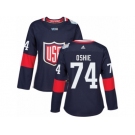 Women's Adidas Team USA #74 T. J. Oshie Premier Navy Blue Away 2016 World Cup Hockey Jersey