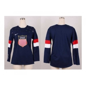 women 2014 winter olympics nhl jerseys blank blue USA