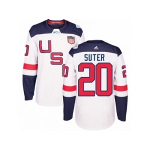 Youth Adidas Team USA #20 Ryan Suter Authentic White Home 2016 World Cup Ice Hockey Jersey