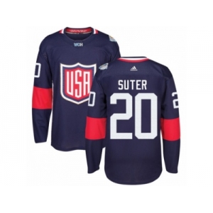 Youth Adidas Team USA #20 Ryan Suter Premier Navy Blue Away 2016 World Cup Ice Hockey Jersey