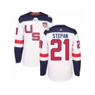 Youth Adidas Team USA #21 Derek Stepan Authentic White Home 2016 World Cup Ice Hockey Jersey