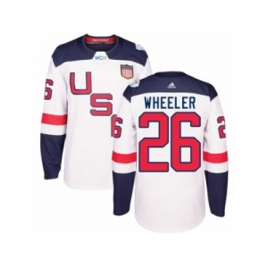 Youth Adidas Team USA #26 Blake Wheeler Premier White Home 2016 World Cup Ice Hockey Jersey