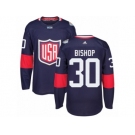 Youth Adidas Team USA #30 Ben Bishop Premier Navy Blue Away 2016 World Cup Ice Hockey Jersey