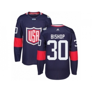 Youth Adidas Team USA #30 Ben Bishop Premier Navy Blue Away 2016 World Cup Ice Hockey Jersey