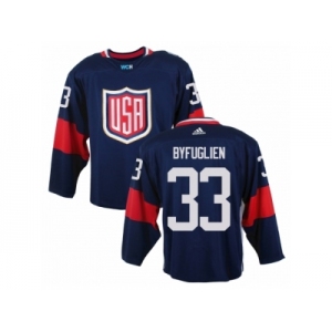 Youth Adidas Team USA #33 Dustin Byfuglien Premier Navy Blue Away 2016 World Cup Ice Hockey Jersey