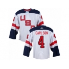 Youth Adidas Team USA #4 John Carlson Authentic White Home 2016 World Cup Ice Hockey Jersey