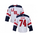 Youth Adidas Team USA #74 T. J. Oshie Authentic White Home 2016 World Cup Ice Hockey Jersey