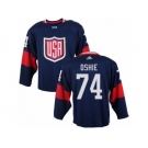 Youth Adidas Team USA #74 T. J. Oshie Premier Navy Blue Away 2016 World Cup Ice Hockey Jersey