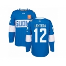 Men's Adidas Team Finland #12 Jori Lehtera Premier Blue Away 2016 World Cup of Hockey Jersey