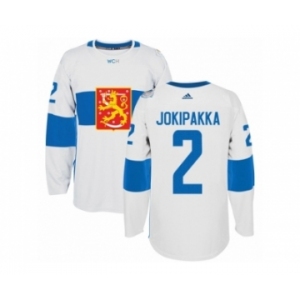 Men's Adidas Team Finland #2 Jyrki Jokipakka Premier White Home 2016 World Cup of Hockey Jersey