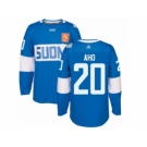 Men's Adidas Team Finland #20 Sebastian Aho Premier Blue Away 2016 World Cup of Hockey Jersey