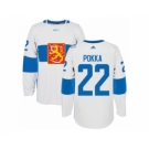 Men's Adidas Team Finland #22 Ville Pokka Premier White Home 2016 World Cup of Hockey Jersey