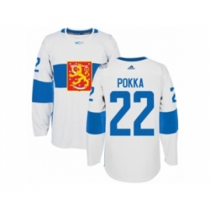 Men's Adidas Team Finland #22 Ville Pokka Premier White Home 2016 World Cup of Hockey Jersey