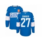 Men's Adidas Team Finland #27 Joonas Donskoi Premier Blue Away 2016 World Cup of Hockey Jersey