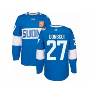 Men's Adidas Team Finland #27 Joonas Donskoi Premier Blue Away 2016 World Cup of Hockey Jersey