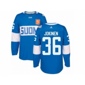 Men's Adidas Team Finland #36 Jussi Jokinen Authentic Blue Away 2016 World Cup of Hockey Jersey