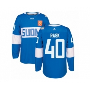 Men's Adidas Team Finland #40 Tuukka Rask Premier Blue Away 2016 World Cup of Hockey Jersey