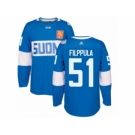 Men's Adidas Team Finland #51 Valtteri Filppula Premier Blue Away 2016 World Cup of Hockey Jersey