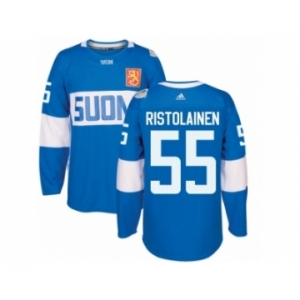 Men's Adidas Team Finland #55 Rasmus Ristolainen Premier Blue Away 2016 World Cup of Hockey Jersey