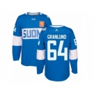 Men's Adidas Team Finland #64 Mikael Granlund Authentic Blue Away 2016 World Cup of Hockey Jersey