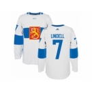 Men's Adidas Team Finland #7 Esa Lindell Authentic White Home 2016 World Cup of Hockey Jersey