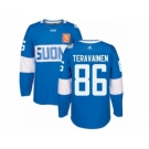 Men's Adidas Team Finland #86 Teuvo Teravainen Authentic Blue Away 2016 World Cup of Hockey Jersey