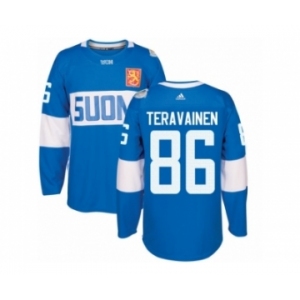 Men's Adidas Team Finland #86 Teuvo Teravainen Authentic Blue Away 2016 World Cup of Hockey Jersey