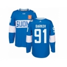 Men's Adidas Team Finland #91 Aleksander Barkov Premier Blue Away 2016 World Cup of Hockey Jersey