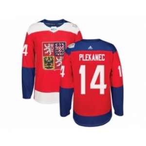 Men's Adidas Team Czech Republic #14 Tomas Plekanec Authentic Red Away 2016 World Cup of Hockey Jersey