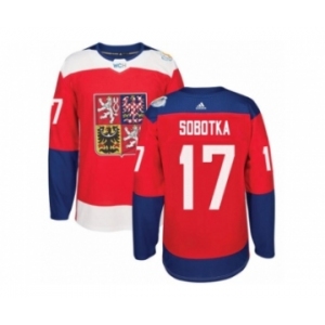 Men's Adidas Team Czech Republic #17 Vladimir Sobotka Authentic Red Away 2016 World Cup of Hockey Jersey