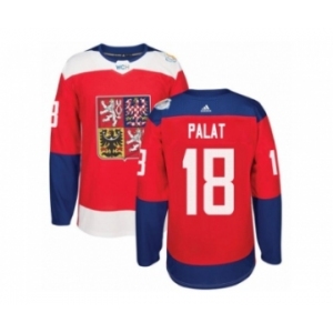 Men's Adidas Team Czech Republic #18 Ondrej Palat Premier Red Away 2016 World Cup of Hockey Jersey