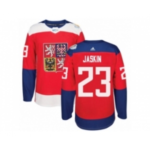 Men's Adidas Team Czech Republic #23 Dmitrij Jaskin Authentic Red Away 2016 World Cup of Hockey Jersey