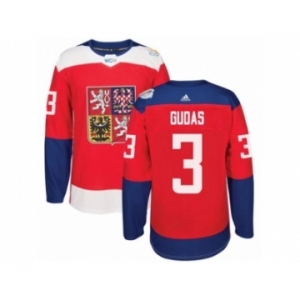 Men's Adidas Team Czech Republic #3 Radko Gudas Premier Red Away 2016 World Cup of Hockey Jersey