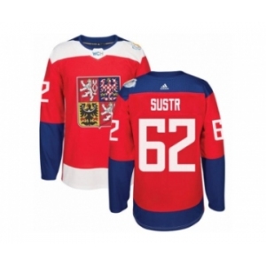 Men's Adidas Team Czech Republic #62 Andrej Sustr Authentic Red Away 2016 World Cup of Hockey Jersey