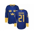 Men's Adidas Team Sweden #21 Loui Eriksson Premier Royal Blue Away 2016 World Cup of Hockey Jersey