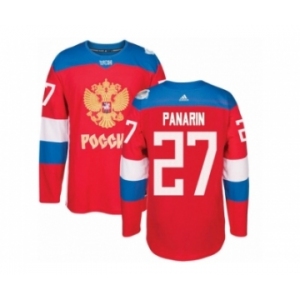 Men's Adidas Team Russia #27 Artemi Panarin Authentic Red Away 2016 World Cup of Hockey Jersey