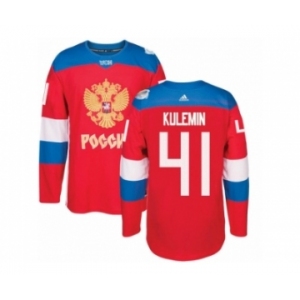 Men's Adidas Team Russia #41 Nikolay Kulemin Premier Red Away 2016 World Cup of Hockey Jersey
