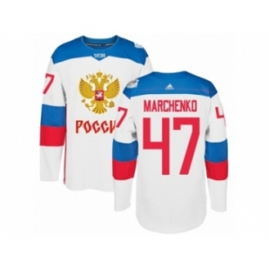 Men's Adidas Team Russia #47 Alexey Marchenko Authentic White Home 2016 World Cup of Hockey Jersey