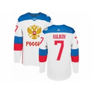 Men's Adidas Team Russia #7 Dmitri Kulikov Premier White Home 2016 World Cup of Hockey Jersey