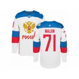 Men's Adidas Team Russia #71 Evgeni Malkin Authentic White Home 2016 World Cup of Hockey Jersey