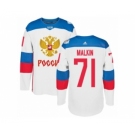 Men's Adidas Team Russia #71 Evgeni Malkin Premier White Home 2016 World Cup of Hockey Jersey
