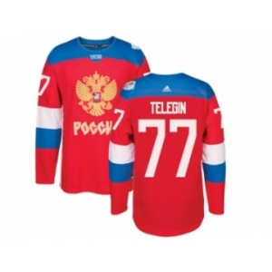 Men's Adidas Team Russia #77 Ivan Telegin Premier Red Away 2016 World Cup of Hockey Jersey