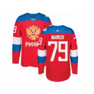 Men's Adidas Team Russia #79 Andrei Markov Premier Red Away 2016 World Cup of Hockey Jersey