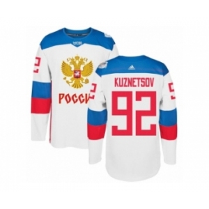 Men's Adidas Team Russia #92 Evgeny Kuznetsov Authentic White Home 2016 World Cup of Hockey Jersey