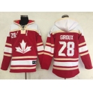 Team CA. #28 Claude Giroux Red Sawyer Hooded Sweatshirt 2016 World Cup Stitched NHL Jersey