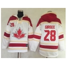 Team CA. #28 Claude Giroux White Sawyer Hooded Sweatshirt 2016 World Cup Stitched NHL Jersey