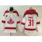 Team CA. #31 Carey Price White Sawyer Hooded Sweatshirt 2016 World Cup Stitched NHL Jersey