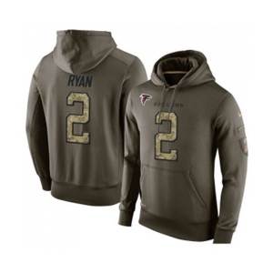 Football Atlanta Falcons #2 Matt Ryan Green Salute To Service Men's Pullover Hoodie